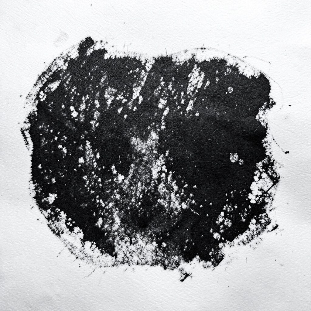 Minimal circular charcoal sketch avatar placeholder, soft grey tones.