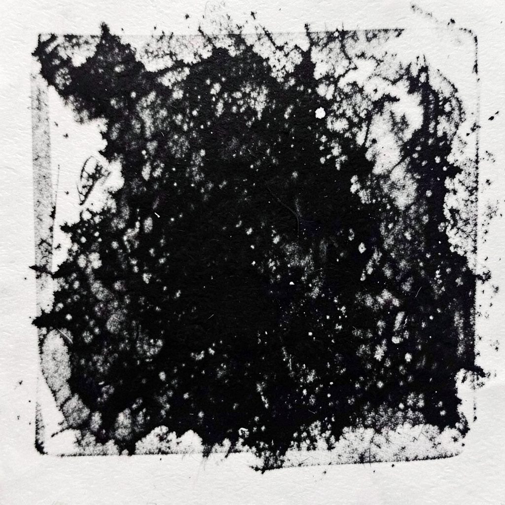 Charcoal illustration of an exhibition stand, atmospheric dark mood.